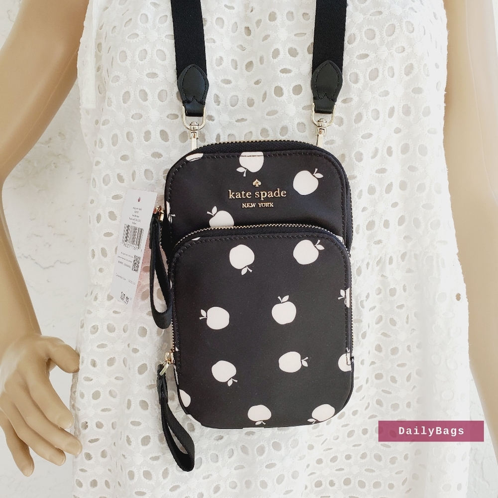 BEAUTIFUL KATE SPADE NORTH SOUTH PHONE ZIP CROSSBODY LITTLE BETTER CHELSEA BLACK